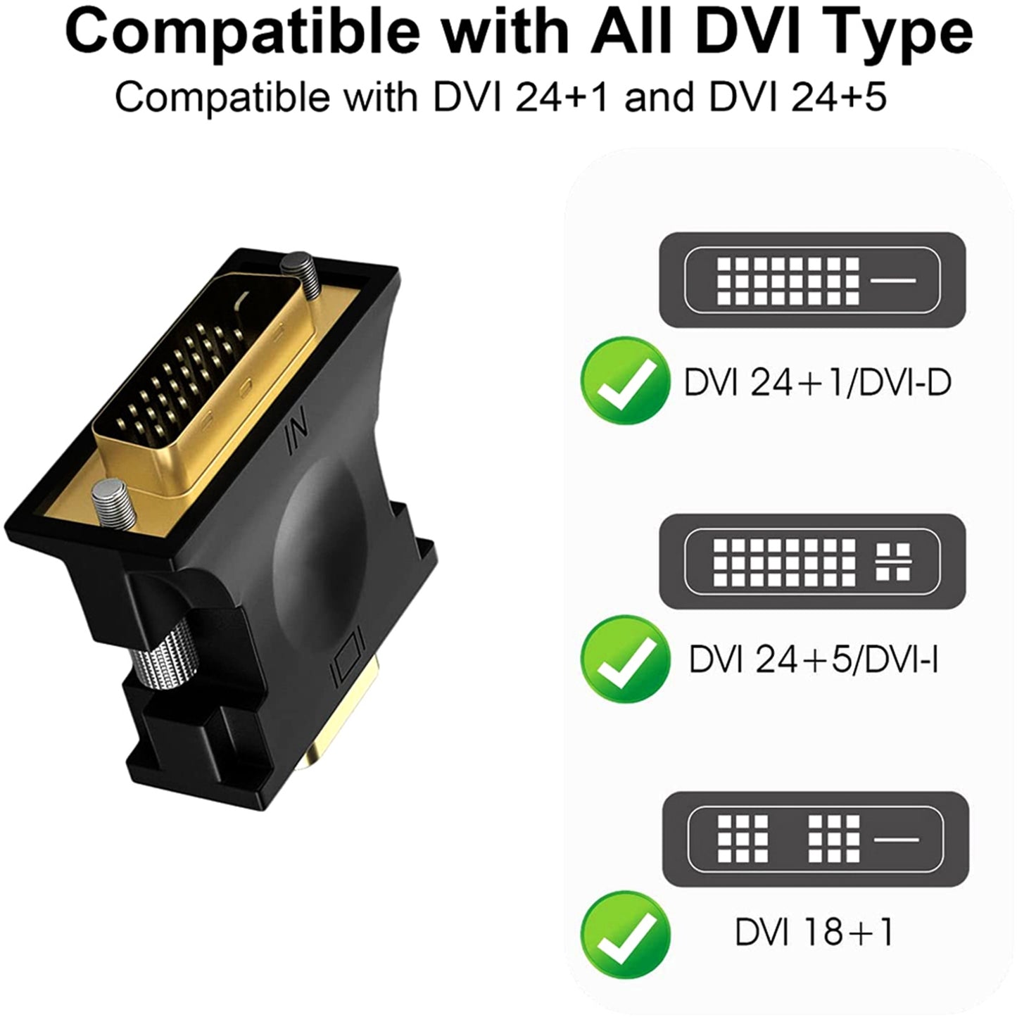 Dvi To Vga Adapter Digital HD Dvi 24+1 To Vga Adapter Conversion Head Computer To Monitor Converter 100mb/s Black