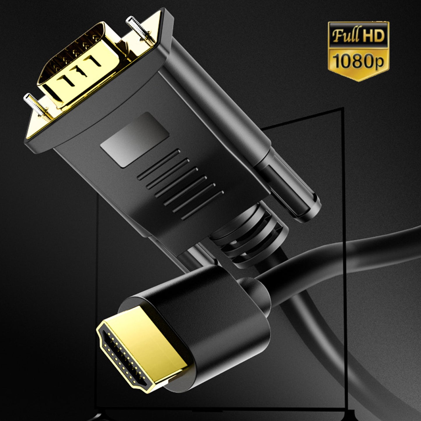 Hd 1080p High-speed Hdmi Male To Vga Male Cable Converter Adapter One-way for Dvd Hdtv Pc Desktop Monitor 5 meters