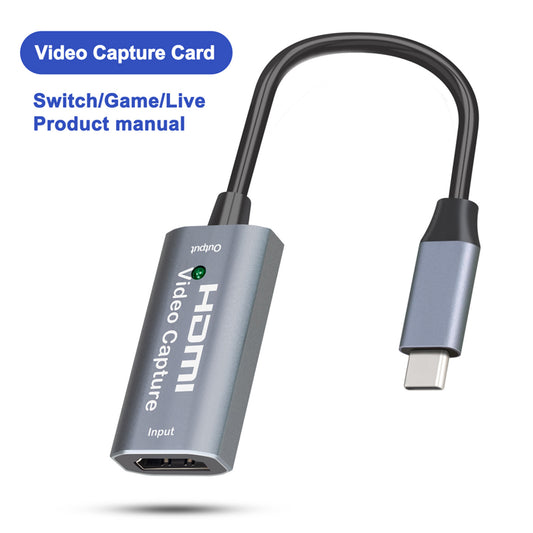 Type-c Video Capture Card Hdmi-compatible To Usb C 1080p Hd Game Recording Silver Grey