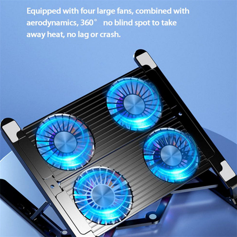 Foldable Laptop Holder Stand Cooling Pad Table Bracket with Radiator Silent Fan 4 fan models