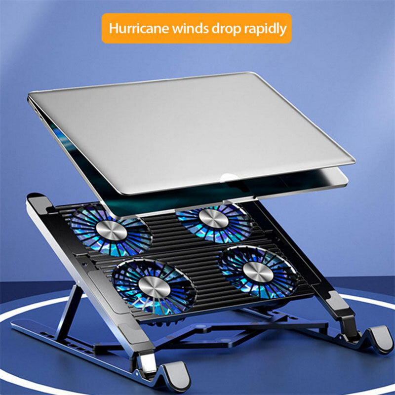 Foldable Laptop Holder Stand Cooling Pad Table Bracket with Radiator Silent Fan 4 fan models