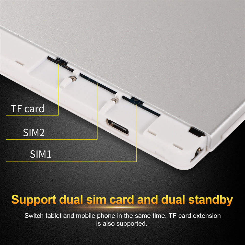 10.1 inch Ips Octa-core Smart Tablet MTK6592 1GB RAM 16GB ROM HD Display 3000mAh Ultra-thin Silver US Plug