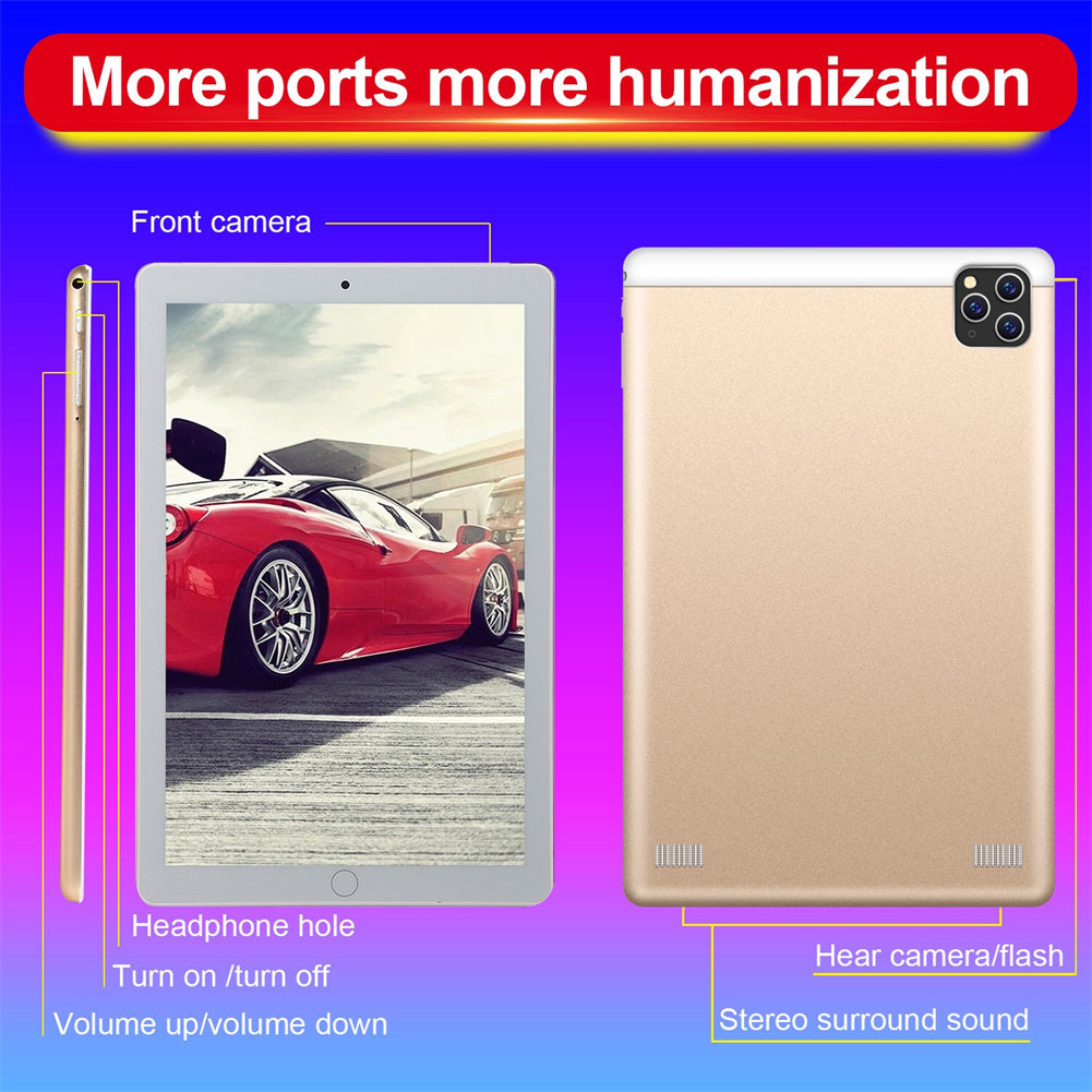 10.1 inch Ips Octa-core Smart Tablet MTK6592 1GB RAM 16GB ROM HD Display 3000mAh Ultra-thin Silver US Plug