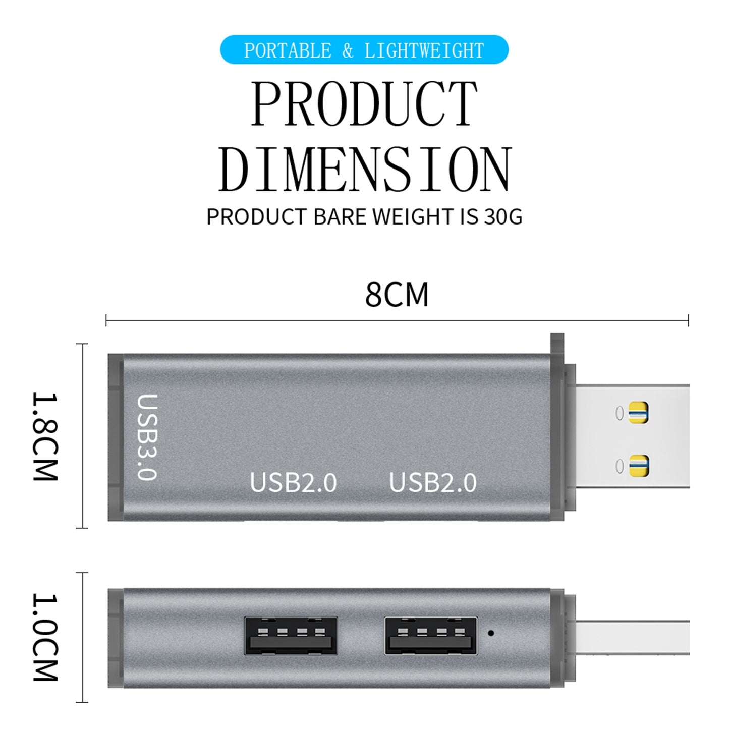 Usb 3.0 Hub Splitter 3-in-1 Computer Hub Extensions Multi-port Usb Adapter Station Portable Data Usb Splitter Silver