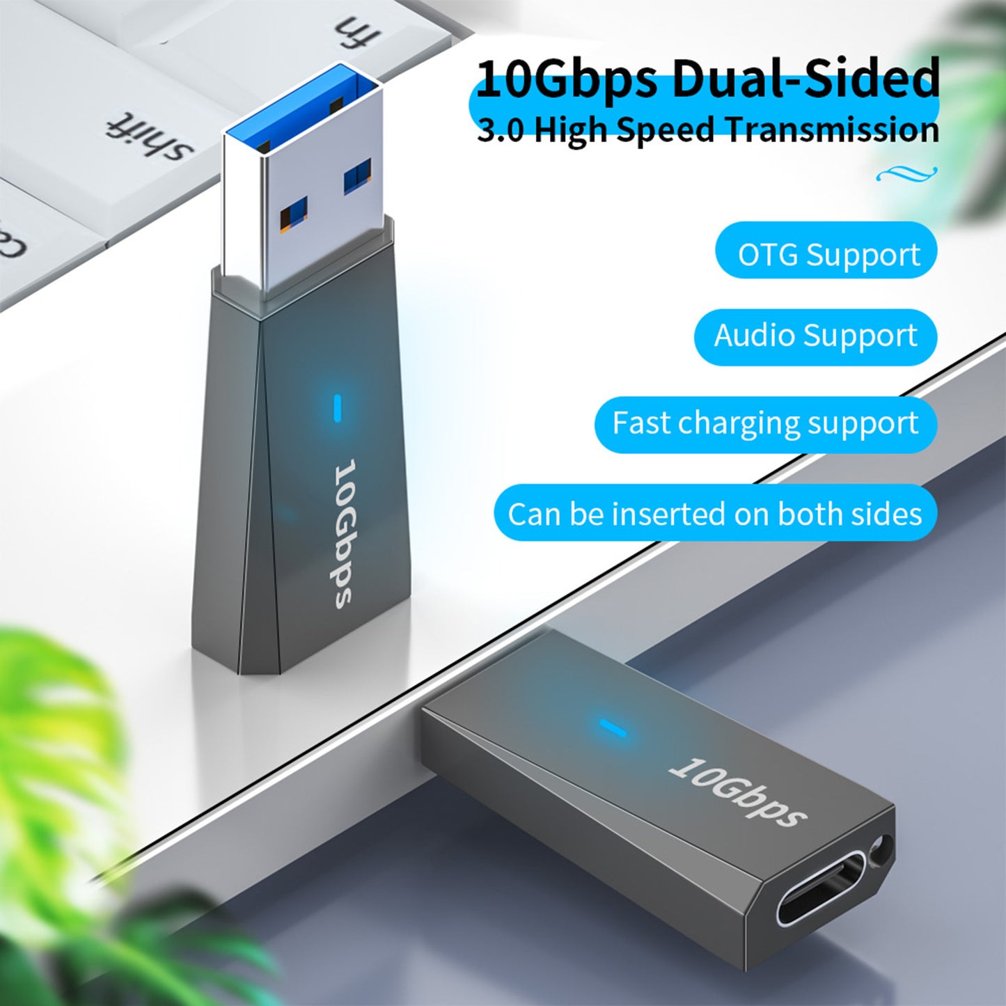 Usb C Adapter Usb To Type-C Female Adapter 3-in-1 10gbps High-speed Converter