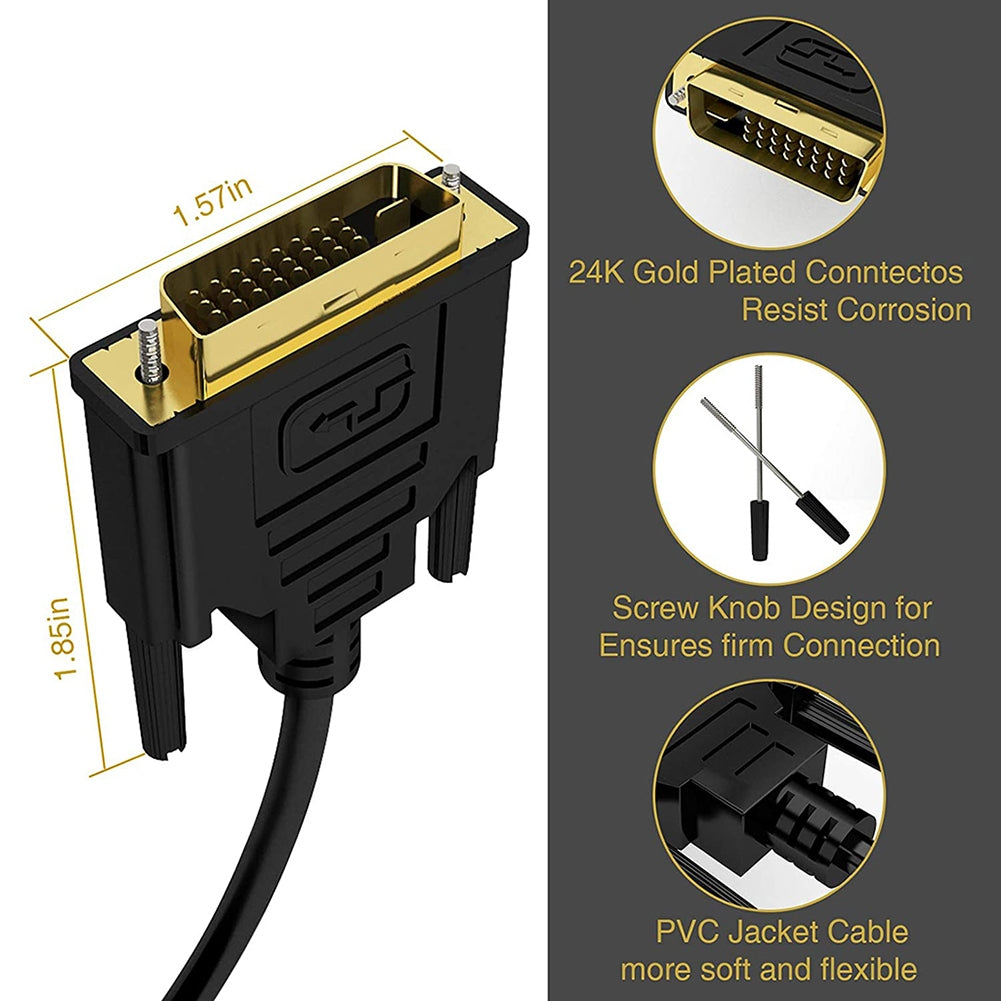 Displayport Dp to Dvi Cable HD 1080p 60hz Converter Adapter Cable for Dell Asus Monitor Projector Computer Hdtv 2m Black