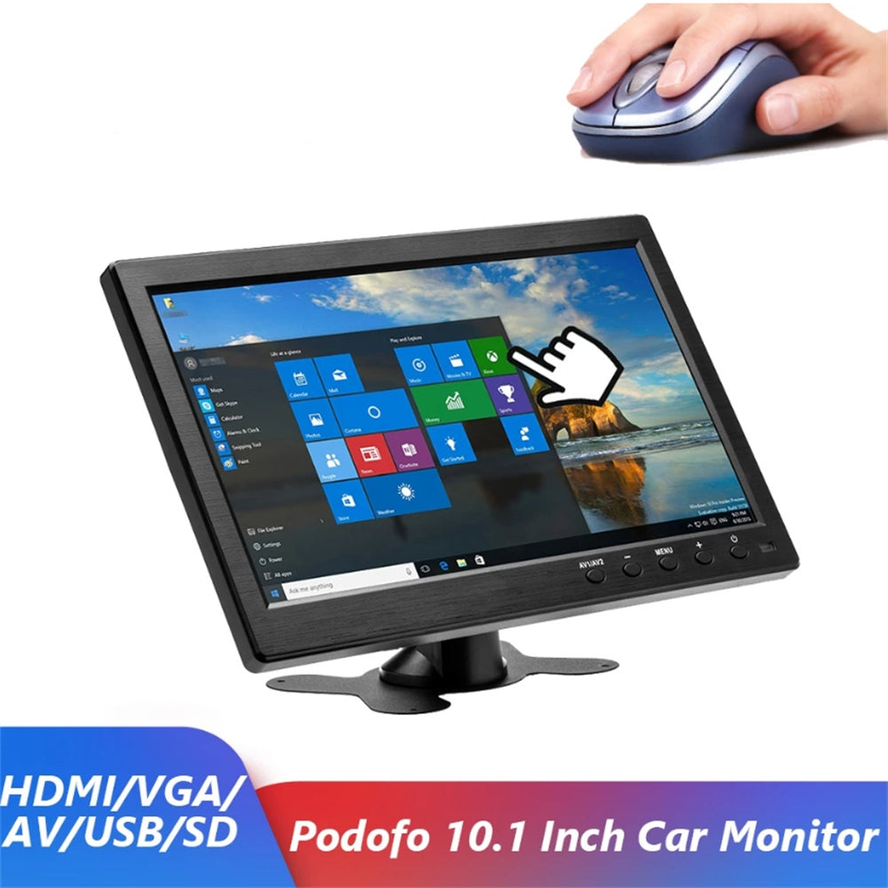 10.1 inch Lcd HD Monitor Color Screen 2 Channel Video Input Security Display with Speaker bnc avi vga US Plug