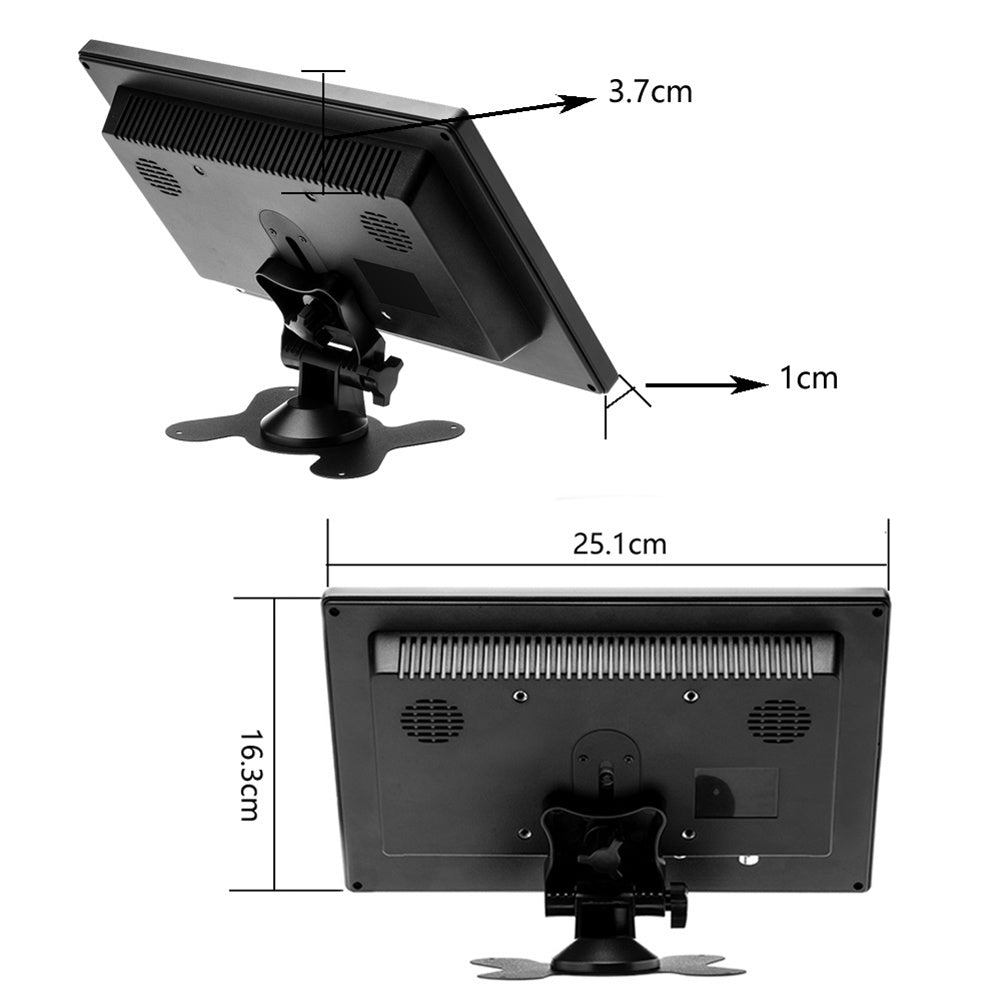 10.1 inch Lcd HD Monitor Color Screen 2 Channel Video Input Security Display with Speaker bnc avi vga US Plug