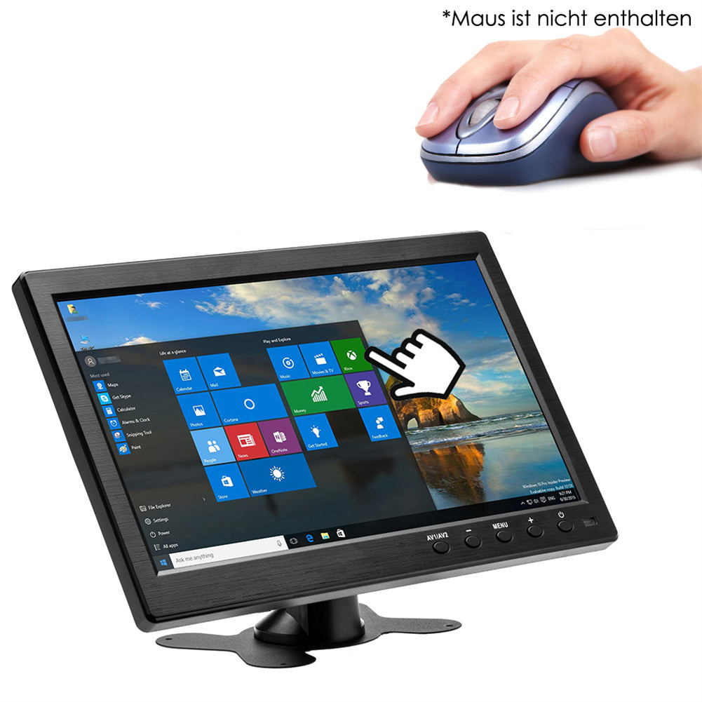 10.1 inch Lcd HD Monitor Color Screen 2 Channel Video Input Security Display with Speaker bnc avi vga US Plug