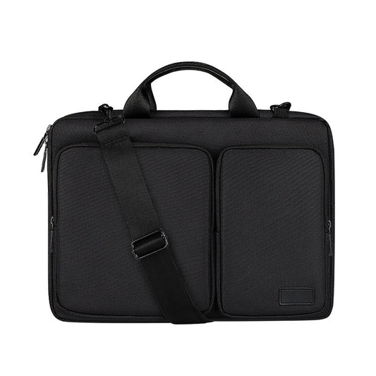 Men Women Laptop Bag Large Capacity Briefcase Shoulder Bag Compatible For Macbook Pro 13 14 15.4 (with Shoulder Strap) black 14.1-15.4 inches