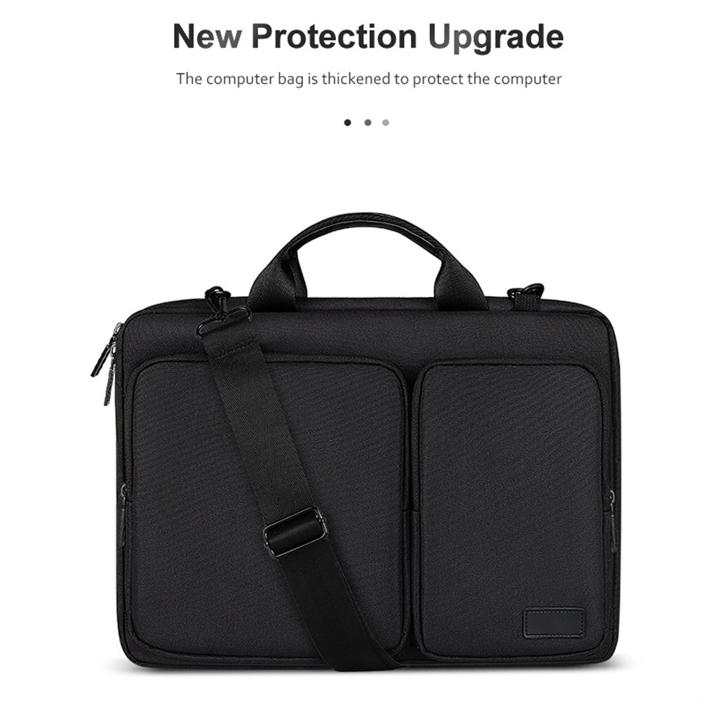 Men Women Laptop Bag Large Capacity Briefcase Shoulder Bag Compatible For Macbook Pro 13 14 15.4 (with Shoulder Strap) black 14.1-15.4 inches