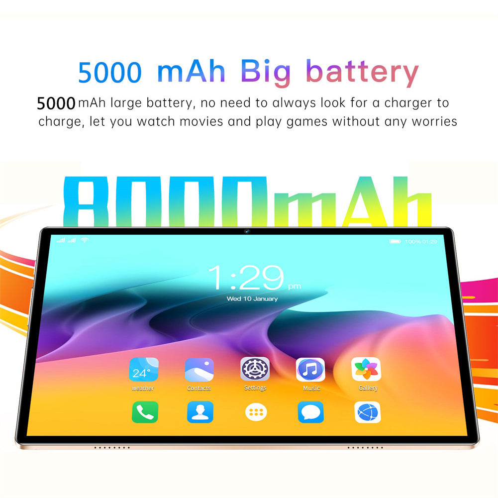 X12 Smart Tablet 10.1-inch HD Capacitive Touch Screen 5000mah Battery Wifi Tablets Gold US Plug