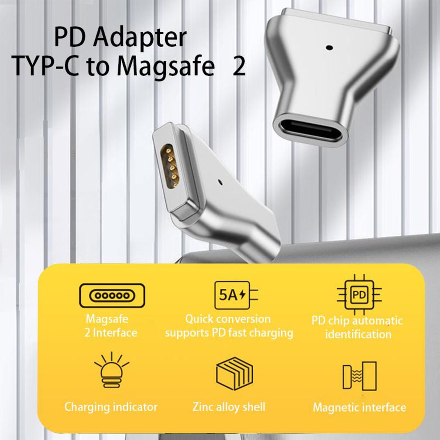 Pd Adapter Type C Female To Compatible For Magsafe2 Zinc Alloy T-shaped Head Converter Compatible For Ios Notebook C female to T head straight