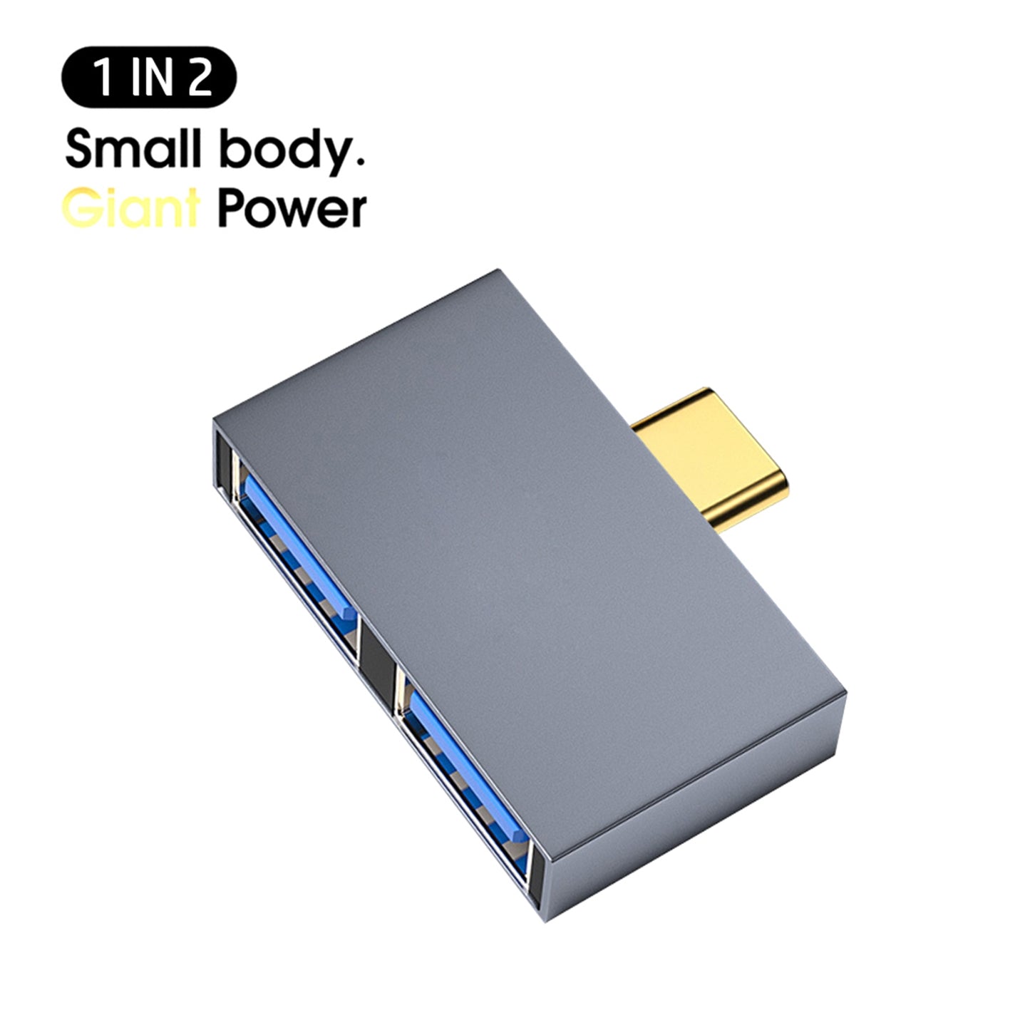 2-in-1 Hub Adapter Usb3.0 5gbps Type C To Dual Usb3.0 Hub Connector Device With High-speed Data Transfer silver grey