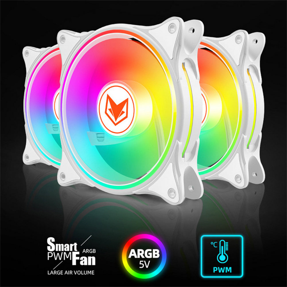 120mm RGB ARGB Fan Cooler PWM 4PIN 5V 3PIN Ventilator Hydraulic Bearings PC Computer Cooling Case Radiator White