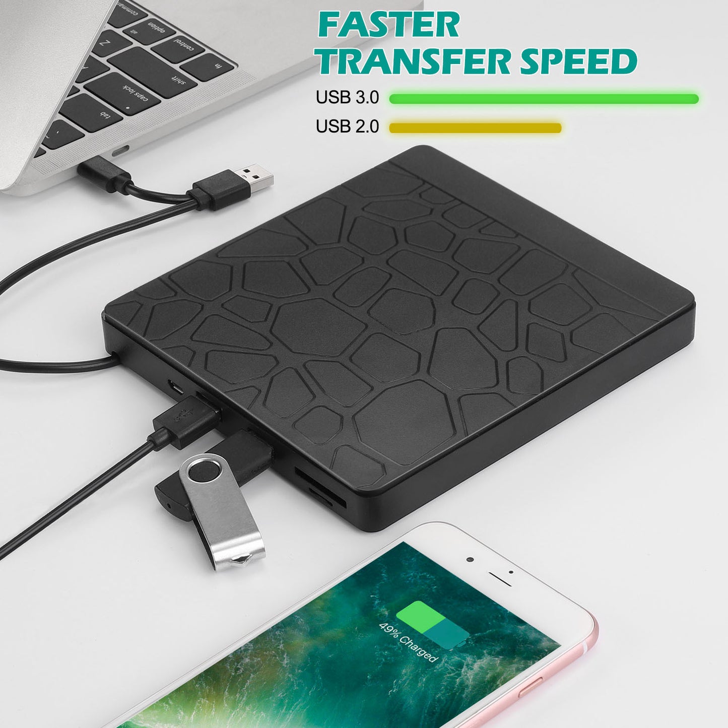 Usb 3.0 Dvd Drive External Optical Drives Computer Disc Recorder Mobile Dvd Burner External Dvd Player Black