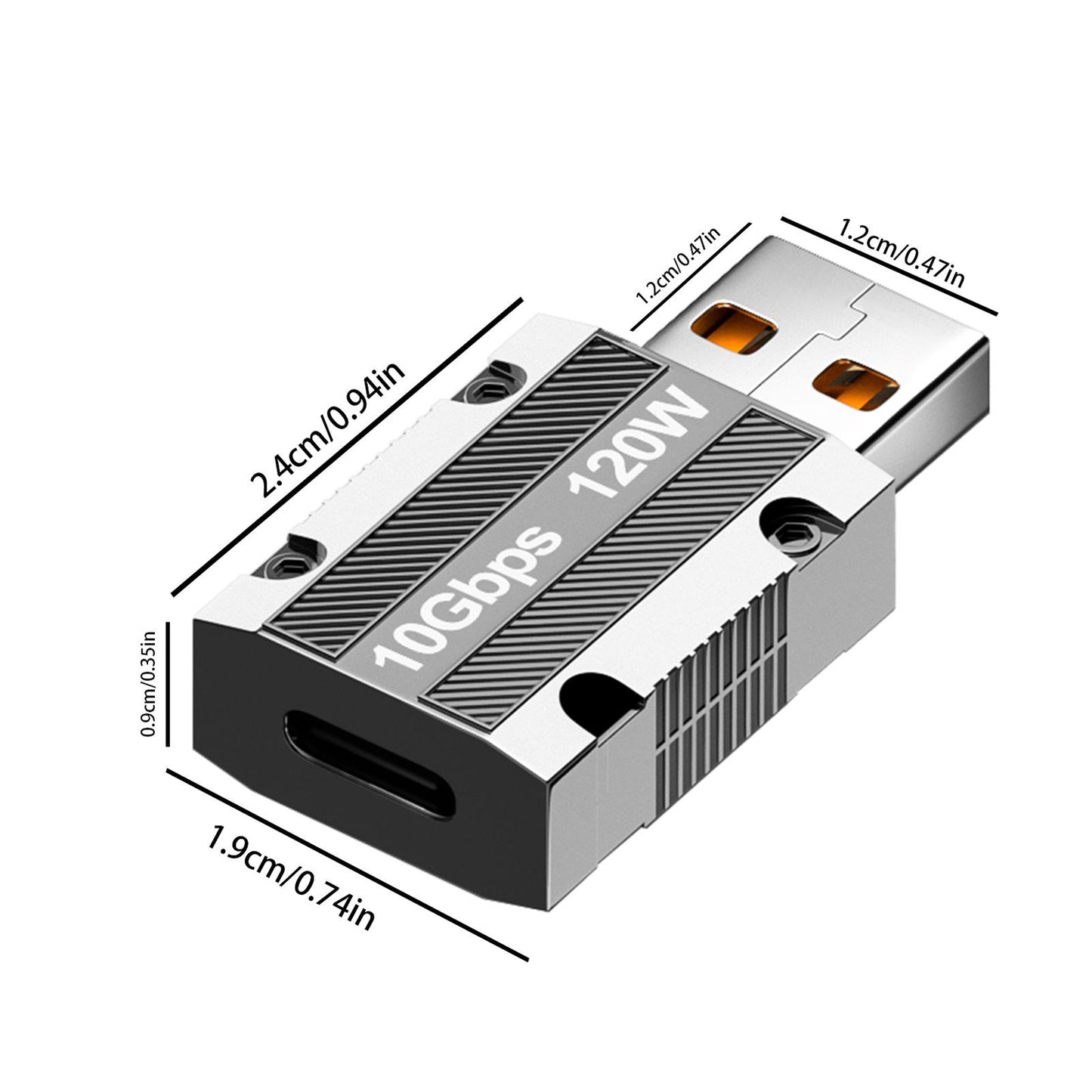 Type-c To Usb Adapter Connector 120w Fast Charging 10gbps Transmission Converter For Hubs Tablets Phones type-c female to USB male