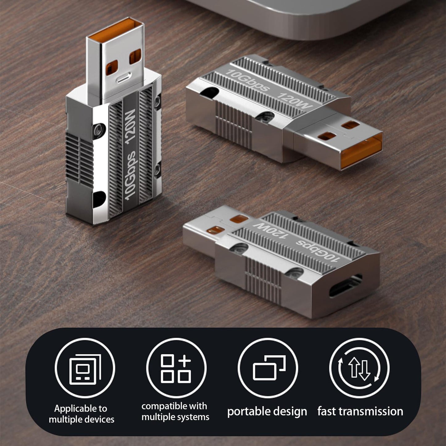 Type-c To Usb Adapter Connector 120w Fast Charging 10gbps Transmission Converter For Hubs Tablets Phones type-c female to USB male