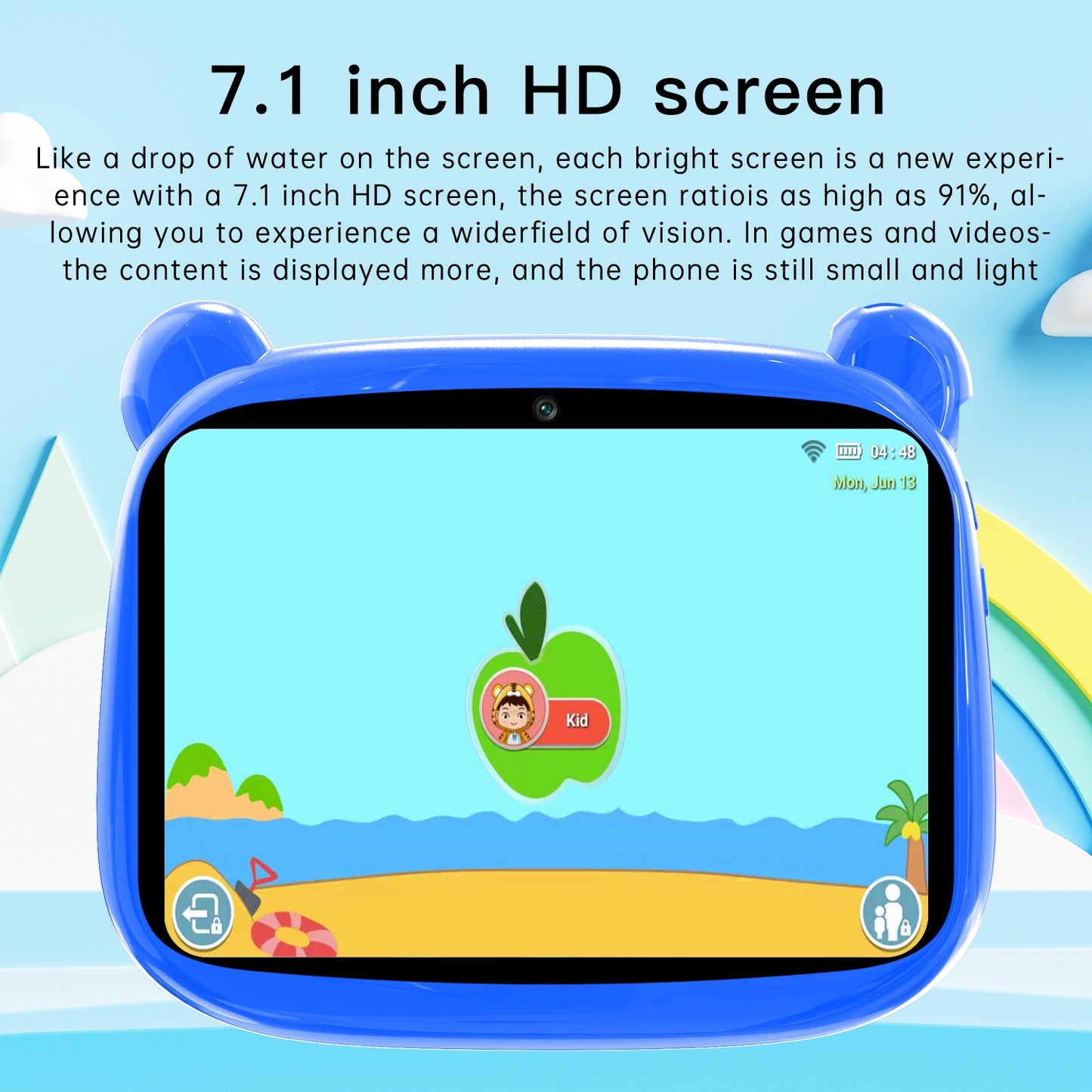 7-inch Kids Tablet Quad Core 16GB Android 5.1 Dual Camera 1280 x 800 HD Screen Wireless Wifi US Plug Pink