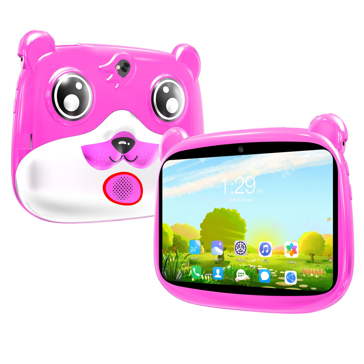 7-inch Kids Tablet Quad Core 16GB Android 5.1 Dual Camera 1280 x 800 HD Screen Wireless Wifi US Plug Pink