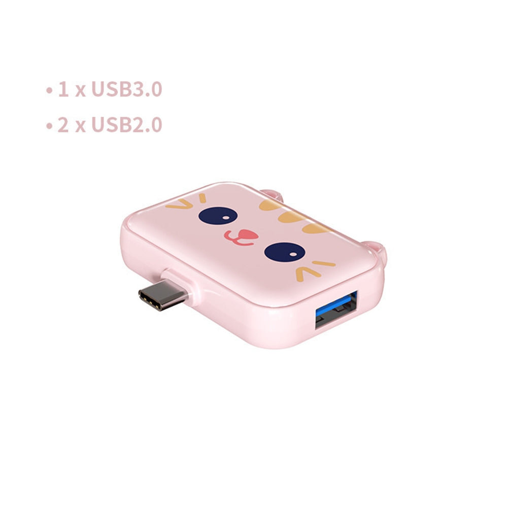 3-In-1 Usb Hub Usb3.1 Type-c Docking Station Plug-play Multi Splitter Adapter Dock For Ipad Tablet Pink 3A