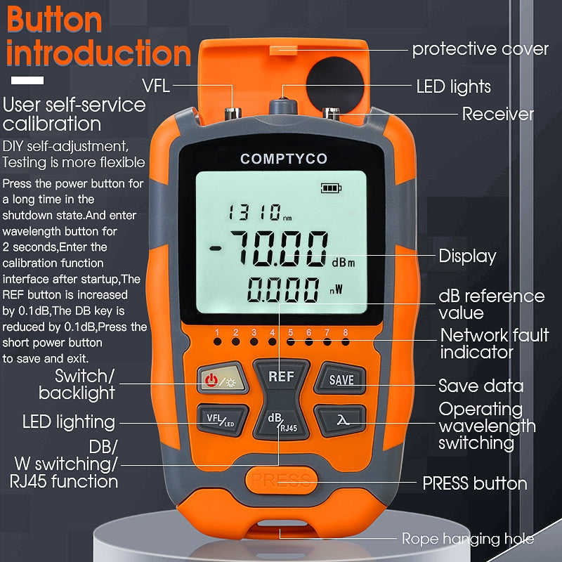 Aua-m70 10mw 4-in-1 Optical Power Meter Visual Fault Locator Network Cable Tester Vfl without Dry Batteries