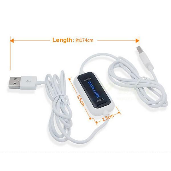 Usb Date Cable Pc To Pc Online Share Synchronous Link Network Direct Data Transfer Bridge Led Cable For Dual Computer White