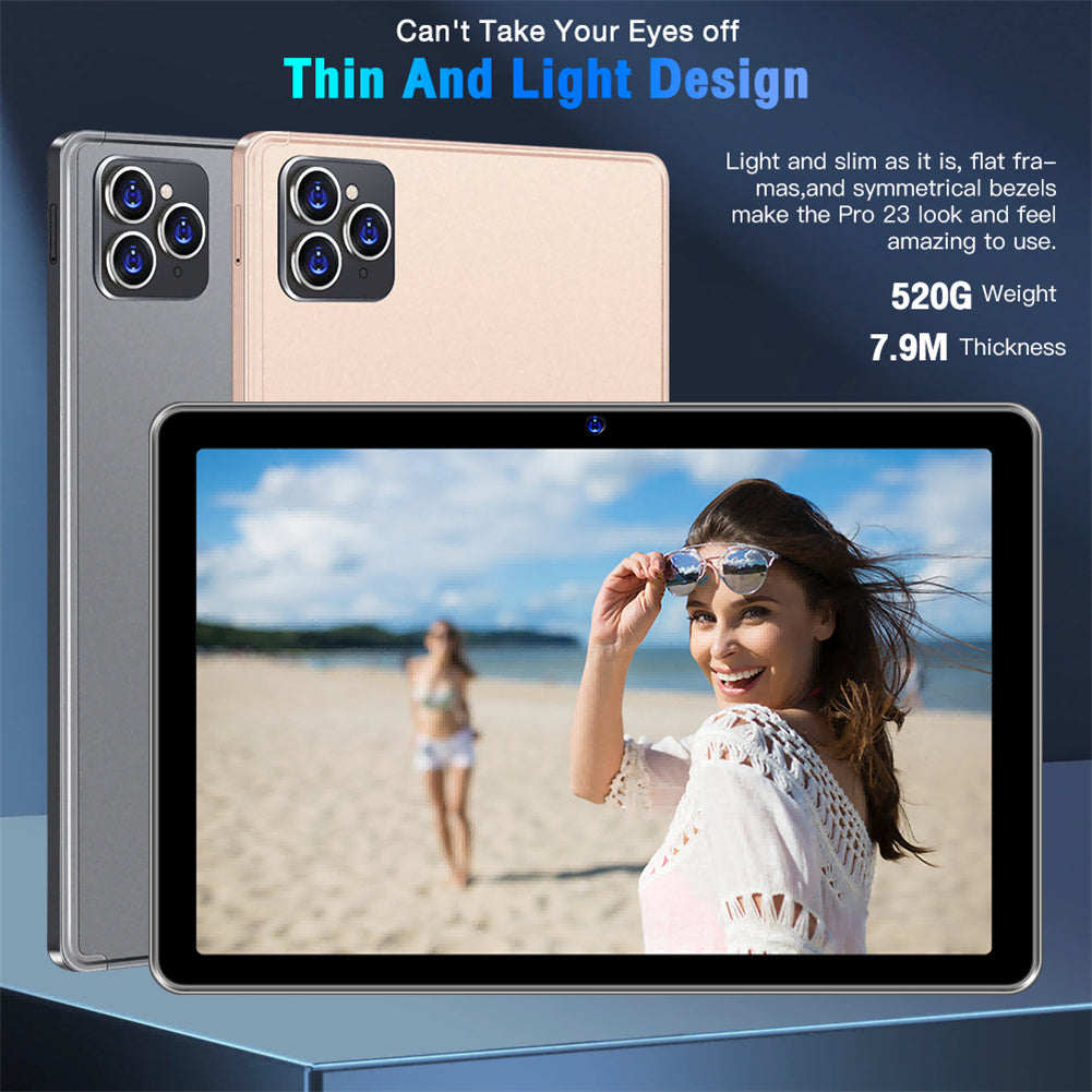 10.1 inch Pro23 Smart Tablet MTK6755 8-cores 3GB RAM 32GB ROM 6500mAh Battery Kids Tablet Gold US Plug