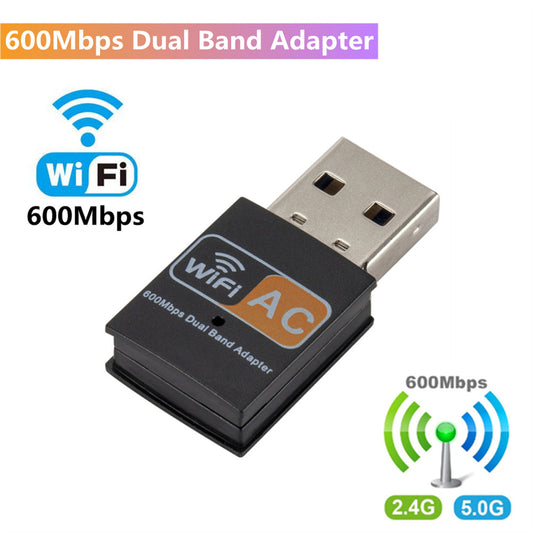 Usb Wifi Adapter 600mbps 2.4ghz 5ghz Wifi Antenna Dual Band 802.11b/n/g/ac Mini Wireless Network Card Receiver black