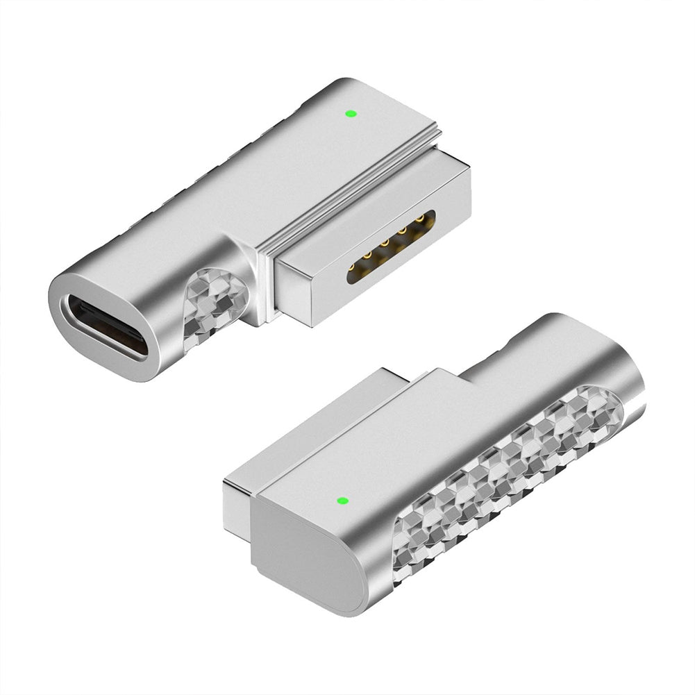 Type C Magnetic Usb Adapter Connector Type-C Female To Compatible For Magsafe 2 PD 100w T Shape Plug Converter silver