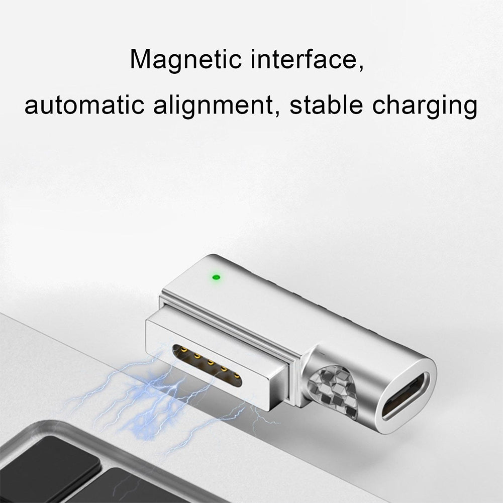 Type C Magnetic Usb Adapter Connector Type-C Female To Compatible For Magsafe 2 PD 100w T Shape Plug Converter silver