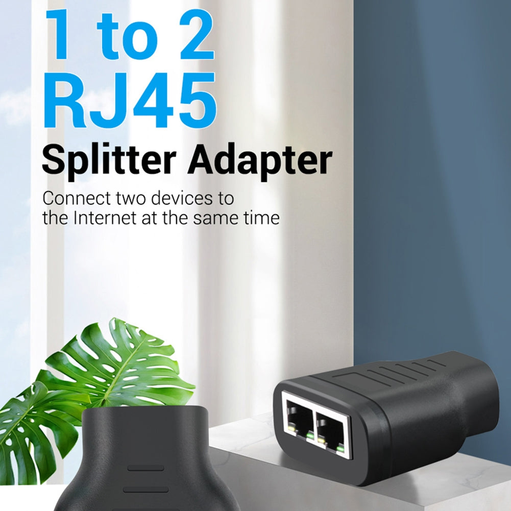 Rj45 Network Splitter Rj45 1 To 2 LAN Interface Ethernet Socket Connector Adapter 100M With Usb Power Cable black