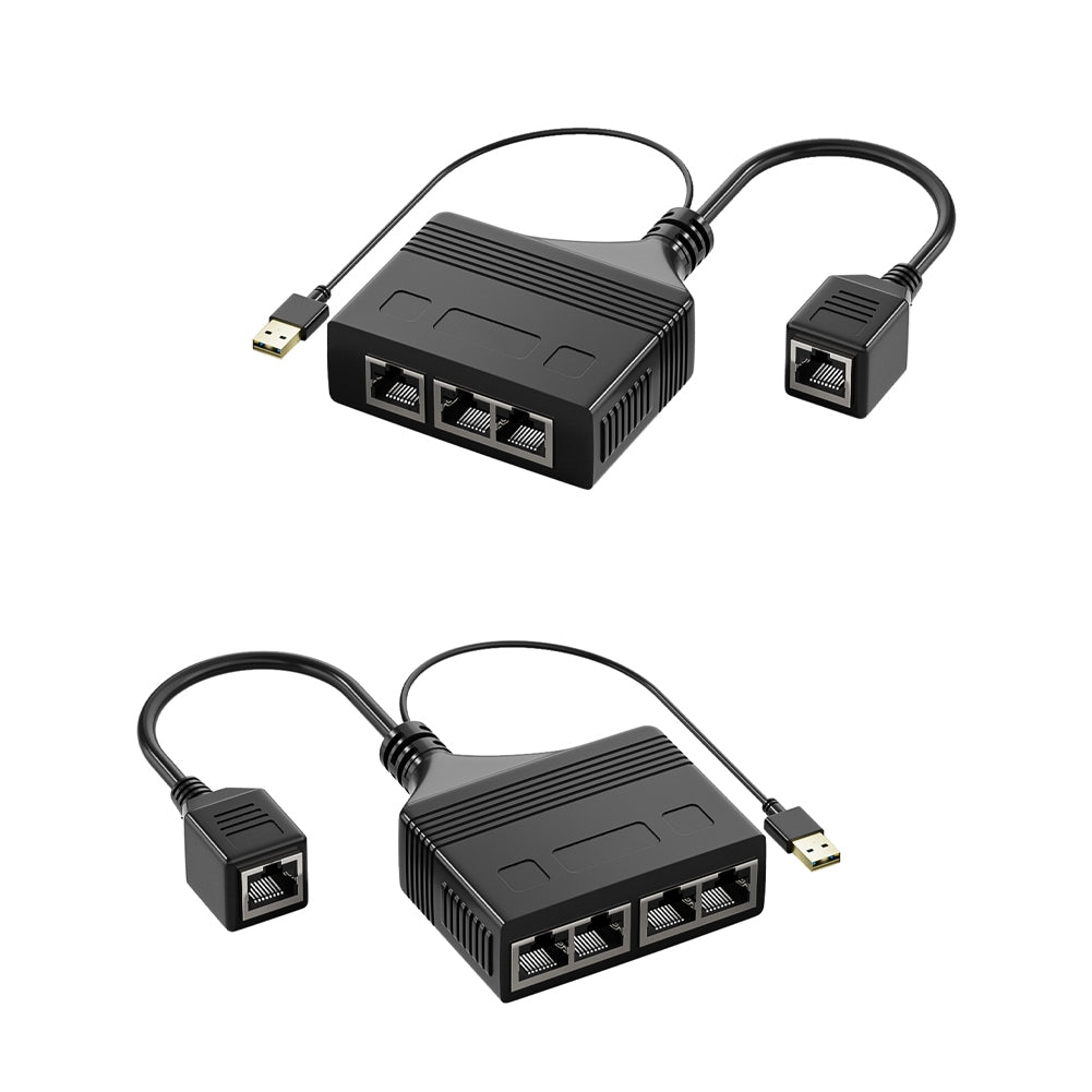 Rj45 Network Splitter Adapter Rj45 Female 1 To 3/1 To 4 100mbps High Speed Internet Splitter USB Powered female 1 to 4