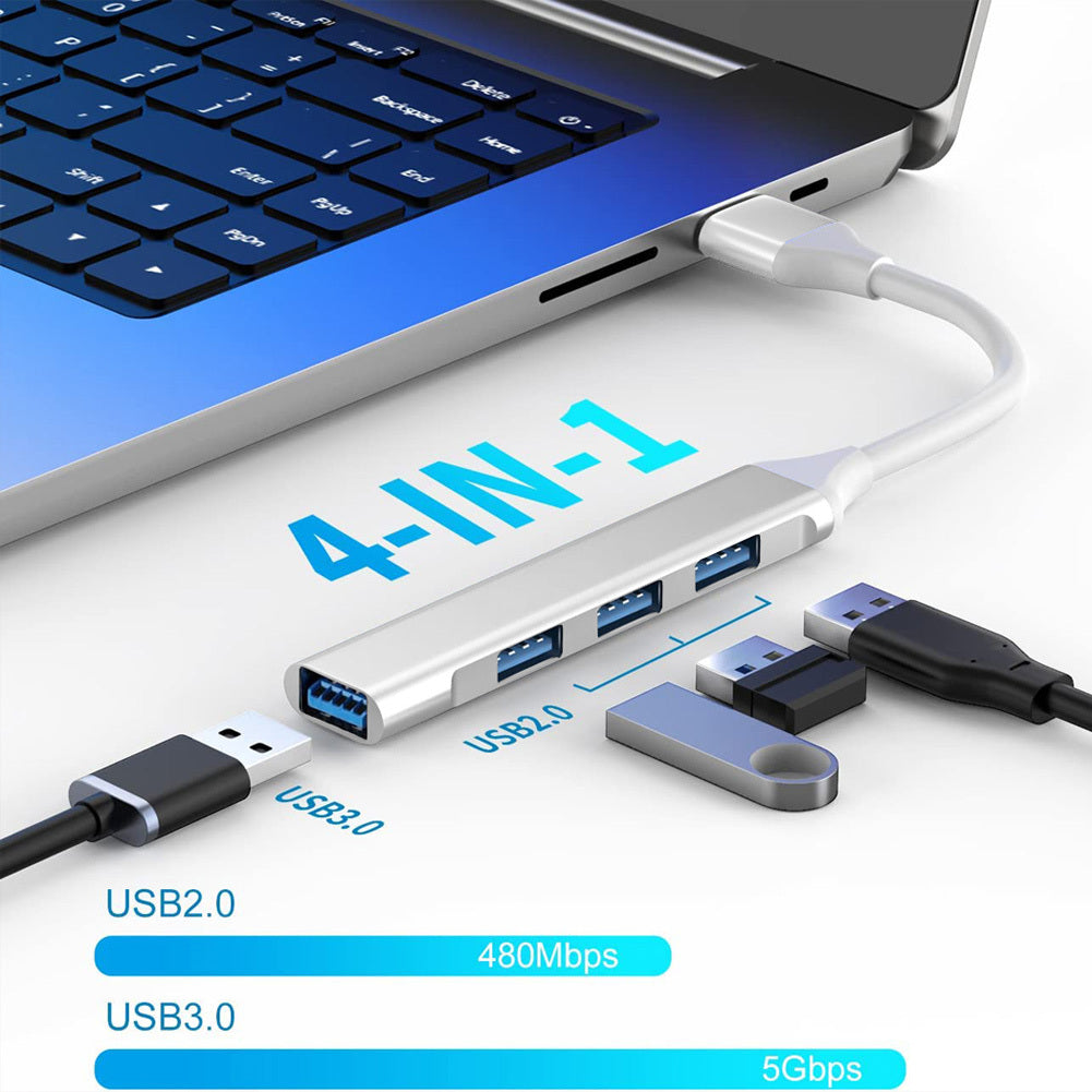 USB HUB 3.0 With 4 Ports 5V/1.5A Charging High-Speed 5Gbps USB3.0 Sync Data USB Splitter For Computer Flash Drive USB3.0 4-port silver