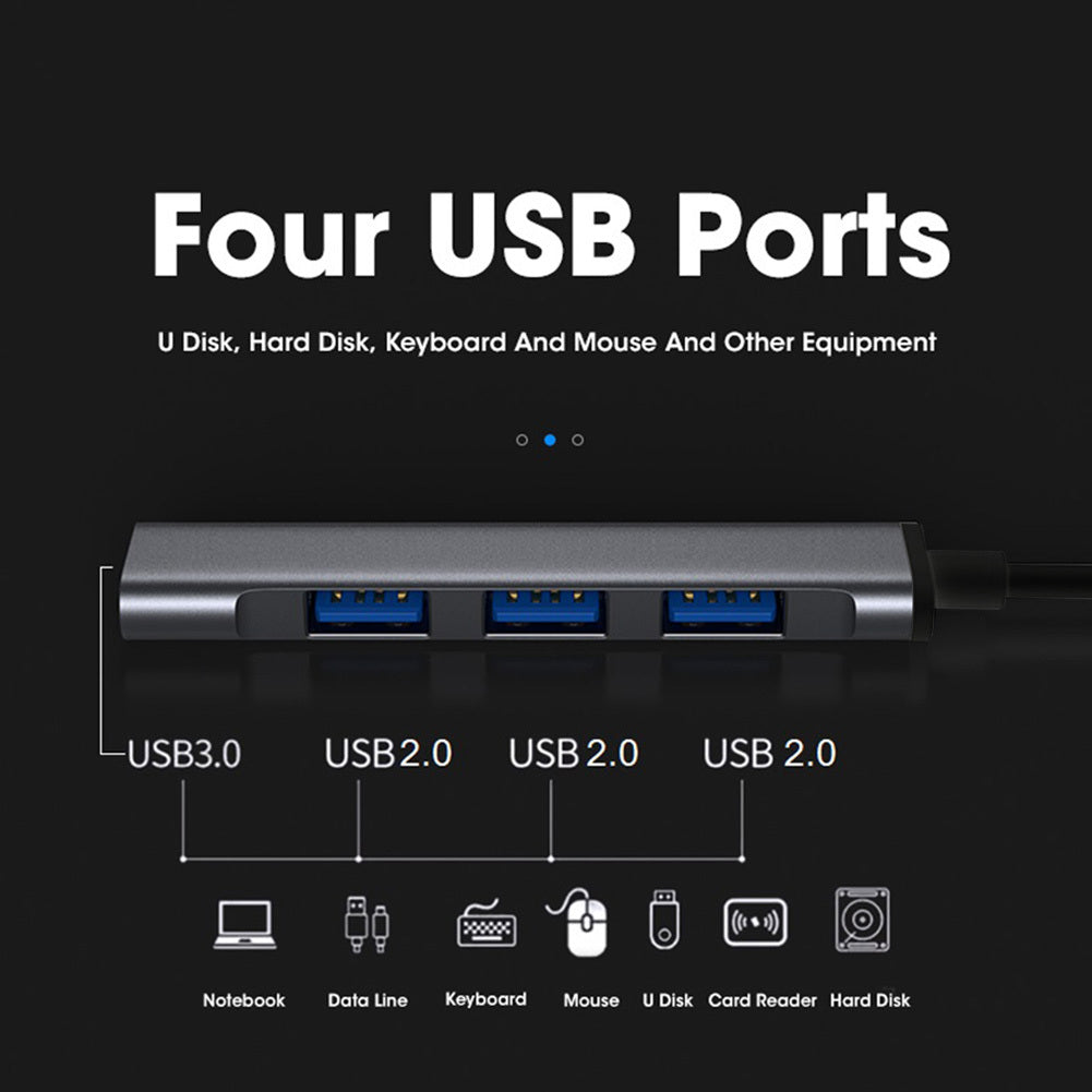 USB HUB 3.0 With 4 Ports 5V/1.5A Charging High-Speed 5Gbps USB3.0 Sync Data USB Splitter For Computer Flash Drive USB3.0 4-port silver