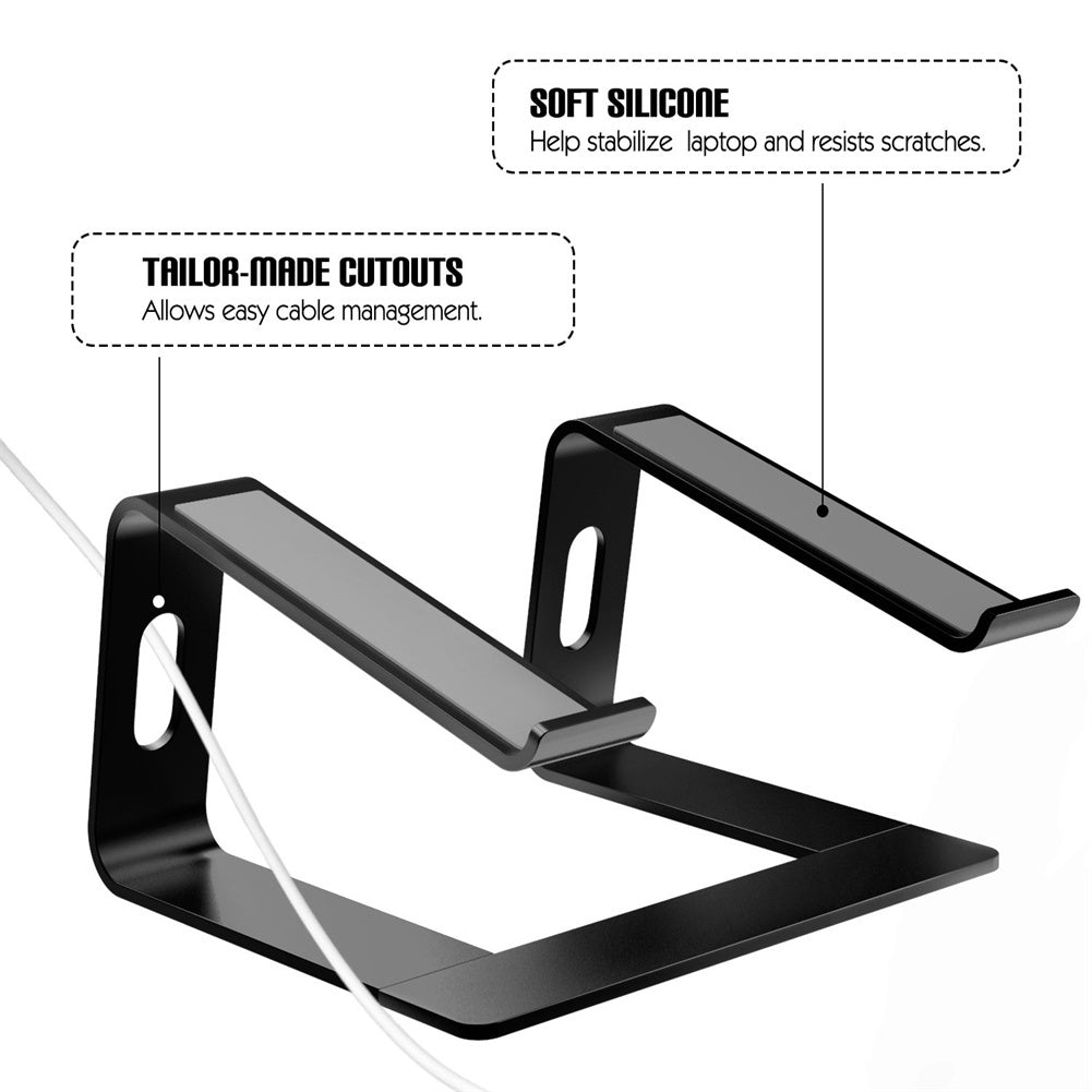 Laptop Stand Ergonomic Laptops Desk Elevator Riser Metal Cooling Holder for up to 15.6 Inches Notebook Computer Black