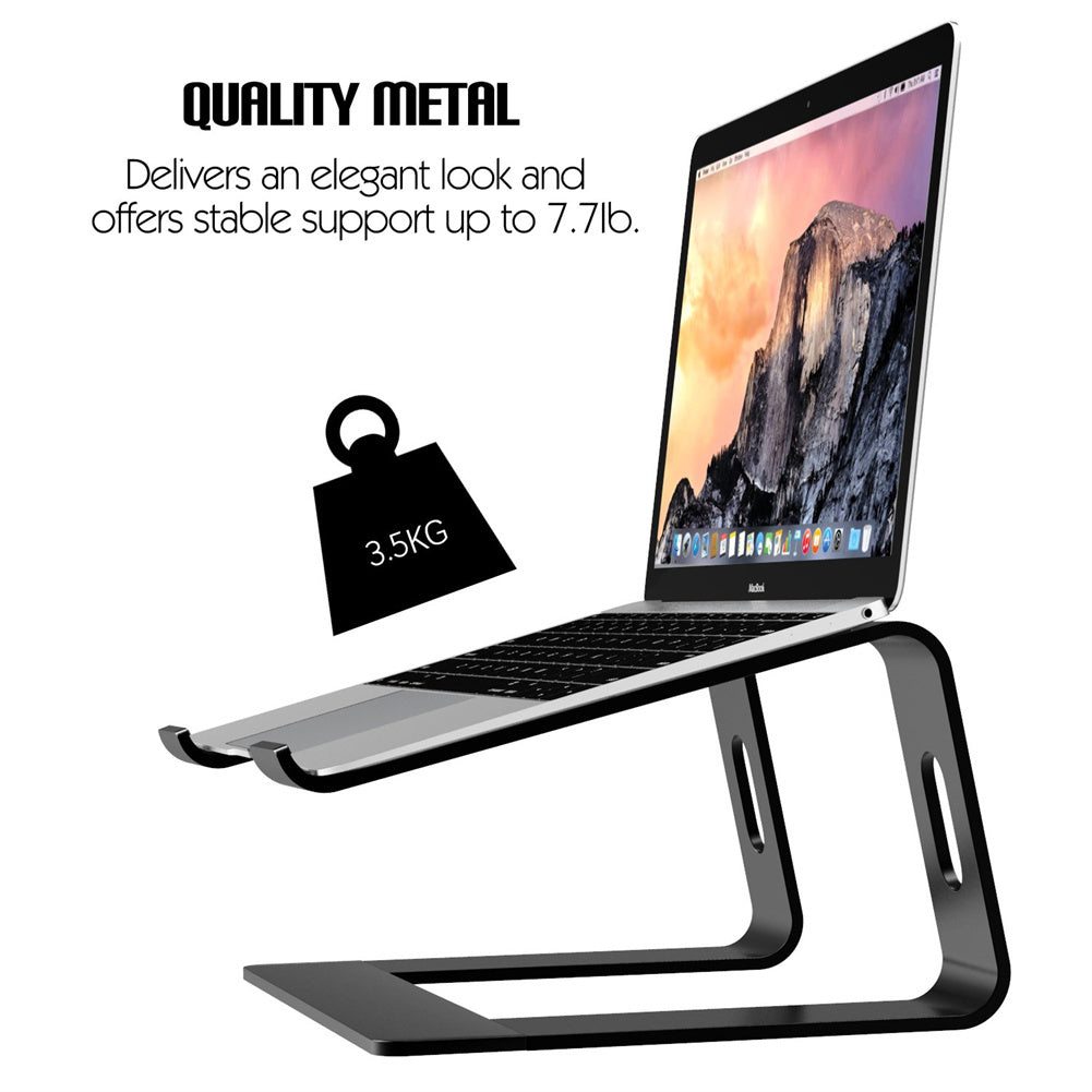 Laptop Stand Ergonomic Laptops Desk Elevator Riser Metal Cooling Holder for up to 15.6 Inches Notebook Computer Black