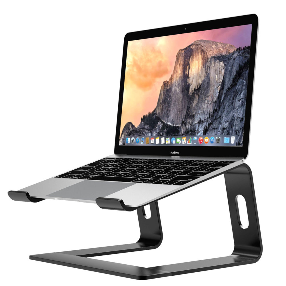 Laptop Stand Ergonomic Laptops Desk Elevator Riser Metal Cooling Holder for up to 15.6 Inches Notebook Computer Black