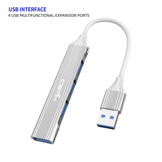 USB C Hub 4-Port USB Hub Slim Mini Data Adapter Multiport Dongle With Cable For Laptop PC Printer Flash Drive Silver USB