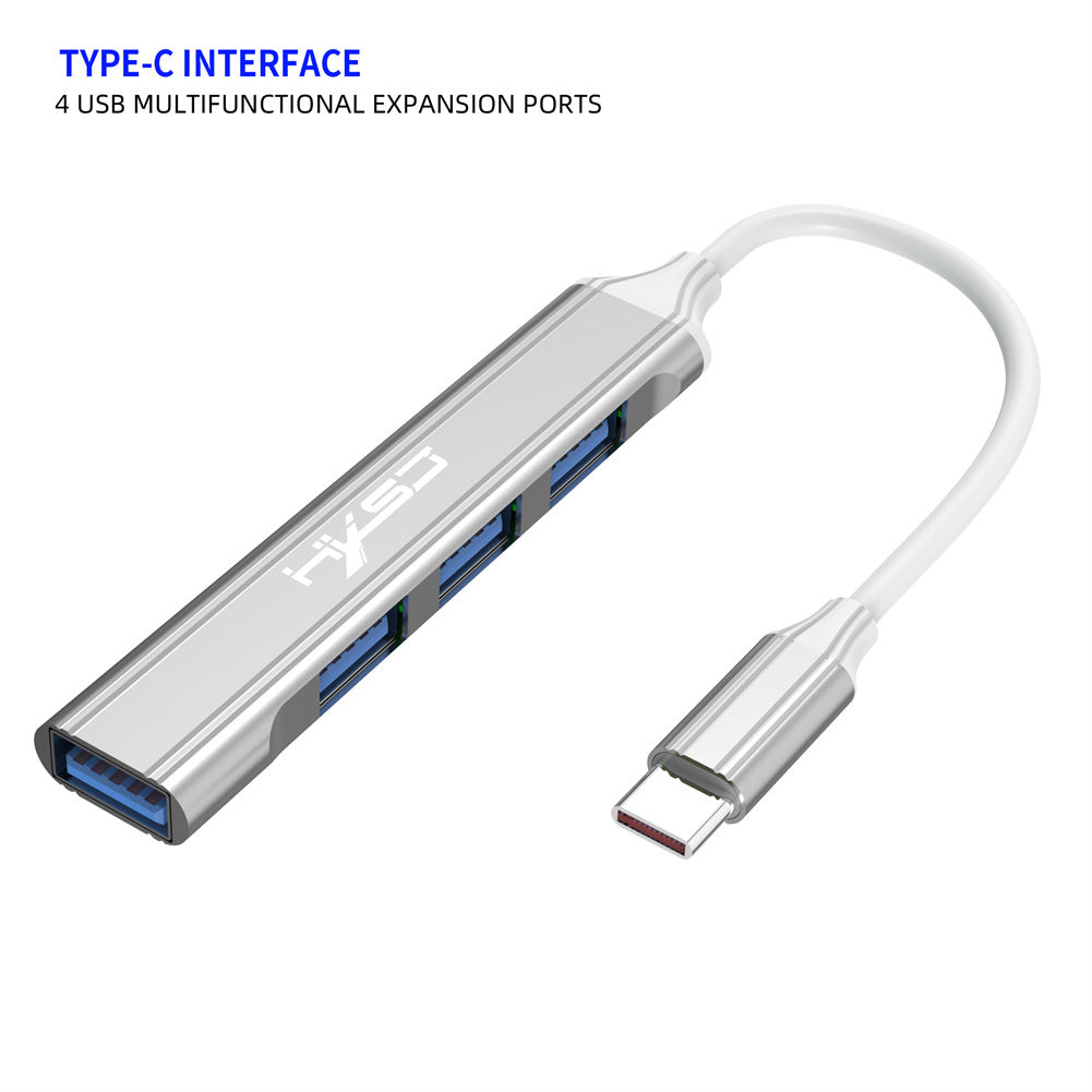 USB C Hub 4-Port USB Hub Slim Mini Data Adapter Multiport Dongle With Cable For Laptop PC Printer Flash Drive Silver USB