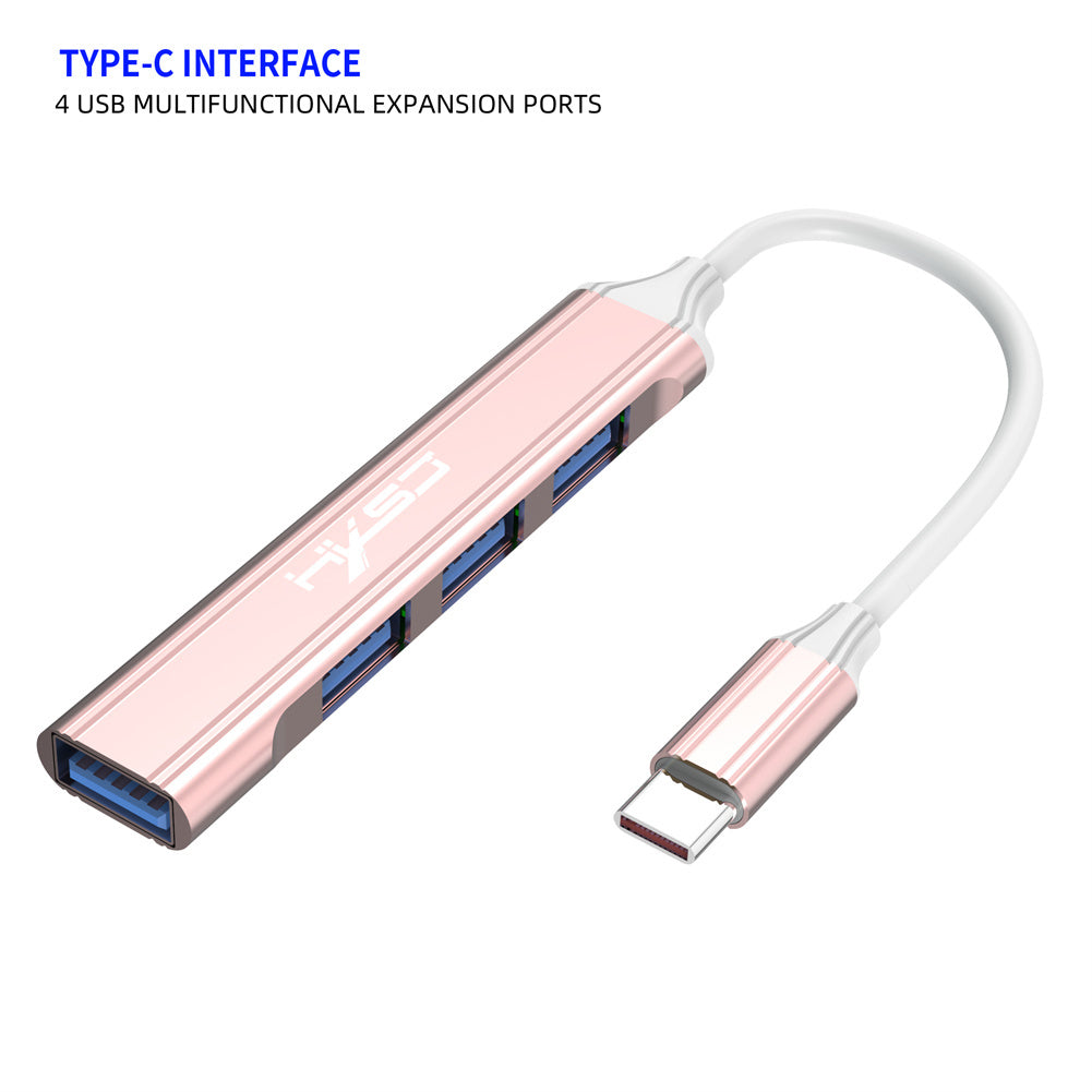 USB C Hub 4-Port USB Hub Slim Mini Data Adapter Multiport Dongle With Cable For Laptop PC Printer Flash Drive Silver USB