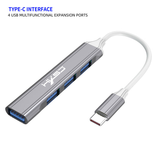 USB C Hub 4-Port USB Hub Slim Mini Data Adapter Multiport Dongle With Cable For Laptop PC Printer Flash Drive black type C