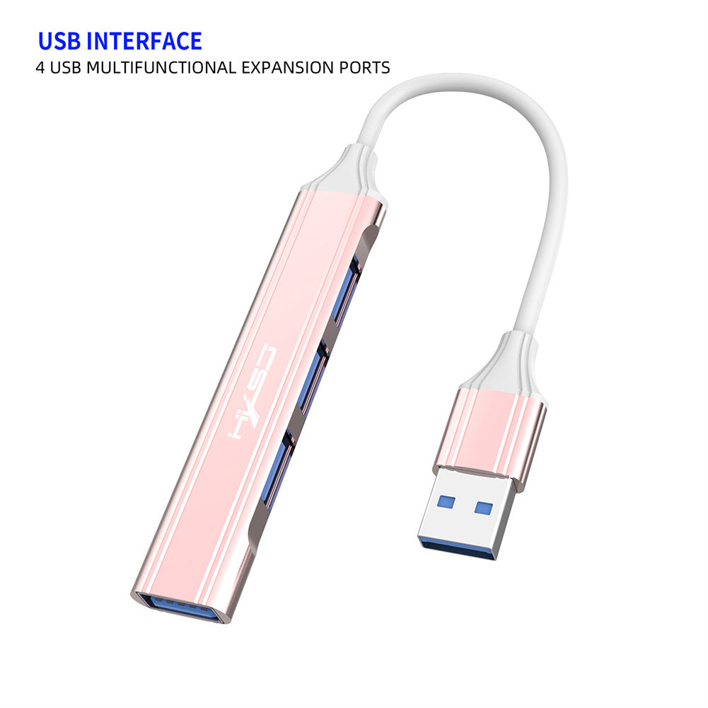 USB C Hub 4-Port USB Hub Slim Mini Data Adapter Multiport Dongle With Cable For Laptop PC Printer Flash Drive Pink USB