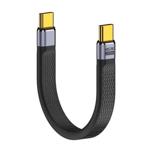 Short USB C To USB C Cable USB 4.0 40Gbps Data Cable Flat FPC Design Supporting 8K Display 240W Fast Charge Cable For Laptop Phone 13cm black