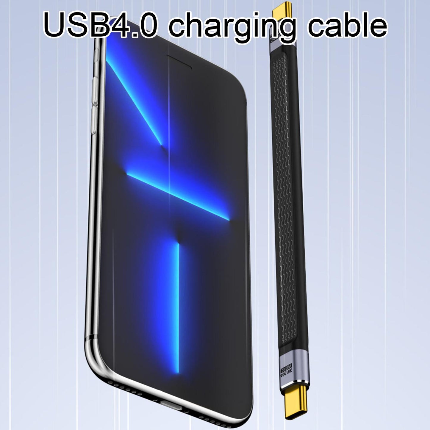 Short USB C To USB C Cable USB 4.0 40Gbps Data Cable Flat FPC Design Supporting 8K Display 240W Fast Charge Cable For Laptop Phone 13cm black