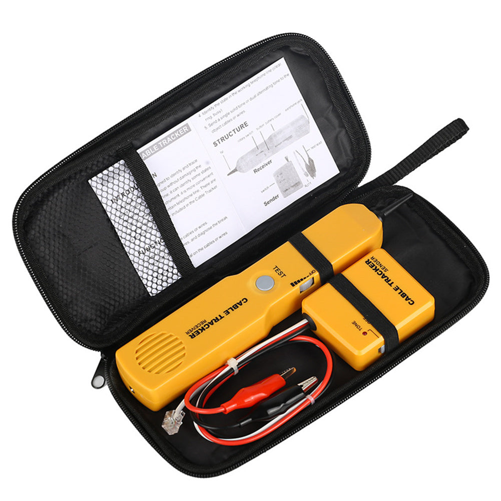 RJ11 Network Cable Tracker Line Finder Detector Tool Cable Transmitter + Cable Receiver Network Cable Tester Kit yellow