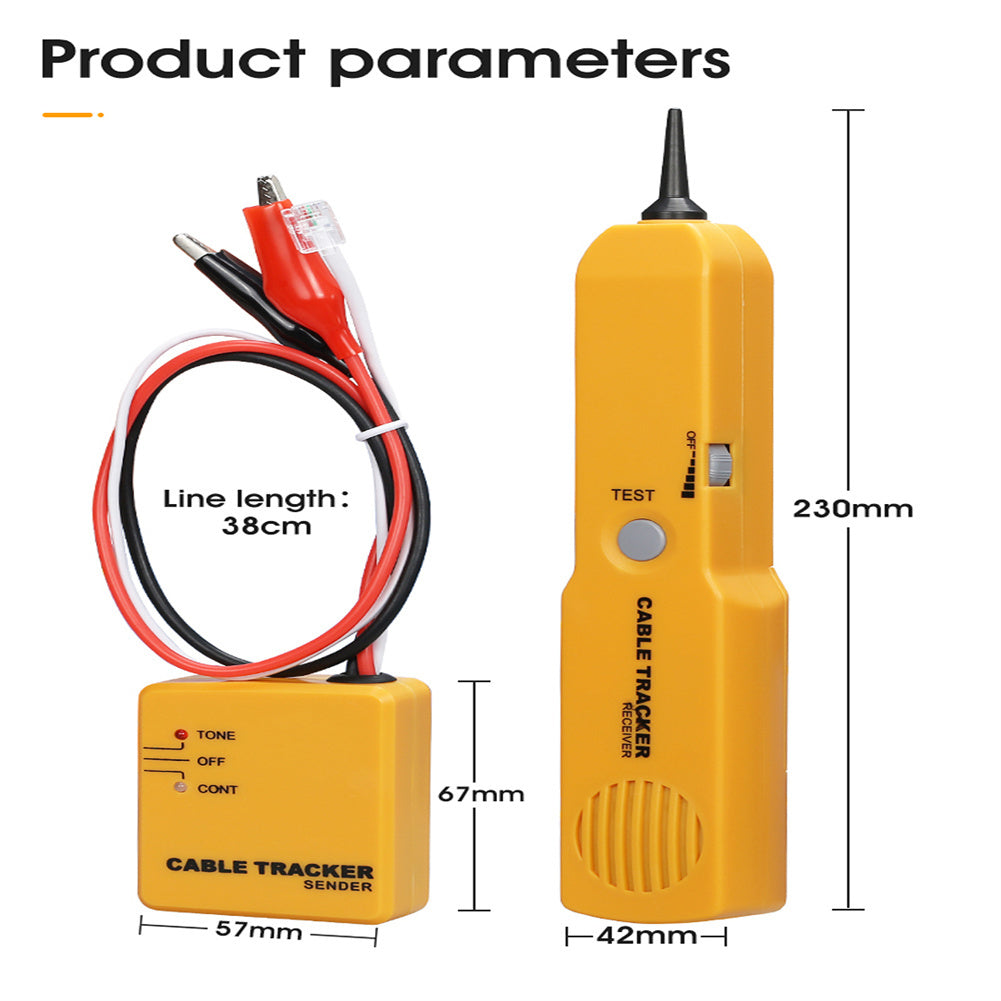 RJ11 Network Cable Tracker Line Finder Detector Tool Cable Transmitter + Cable Receiver Network Cable Tester Kit yellow