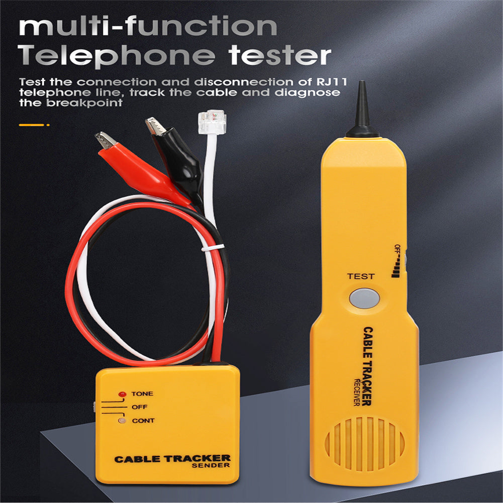 RJ11 Network Cable Tracker Line Finder Detector Tool Cable Transmitter + Cable Receiver Network Cable Tester Kit yellow