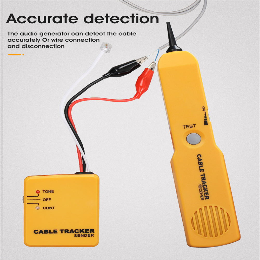 RJ11 Network Cable Tracker Line Finder Detector Tool Cable Transmitter + Cable Receiver Network Cable Tester Kit yellow