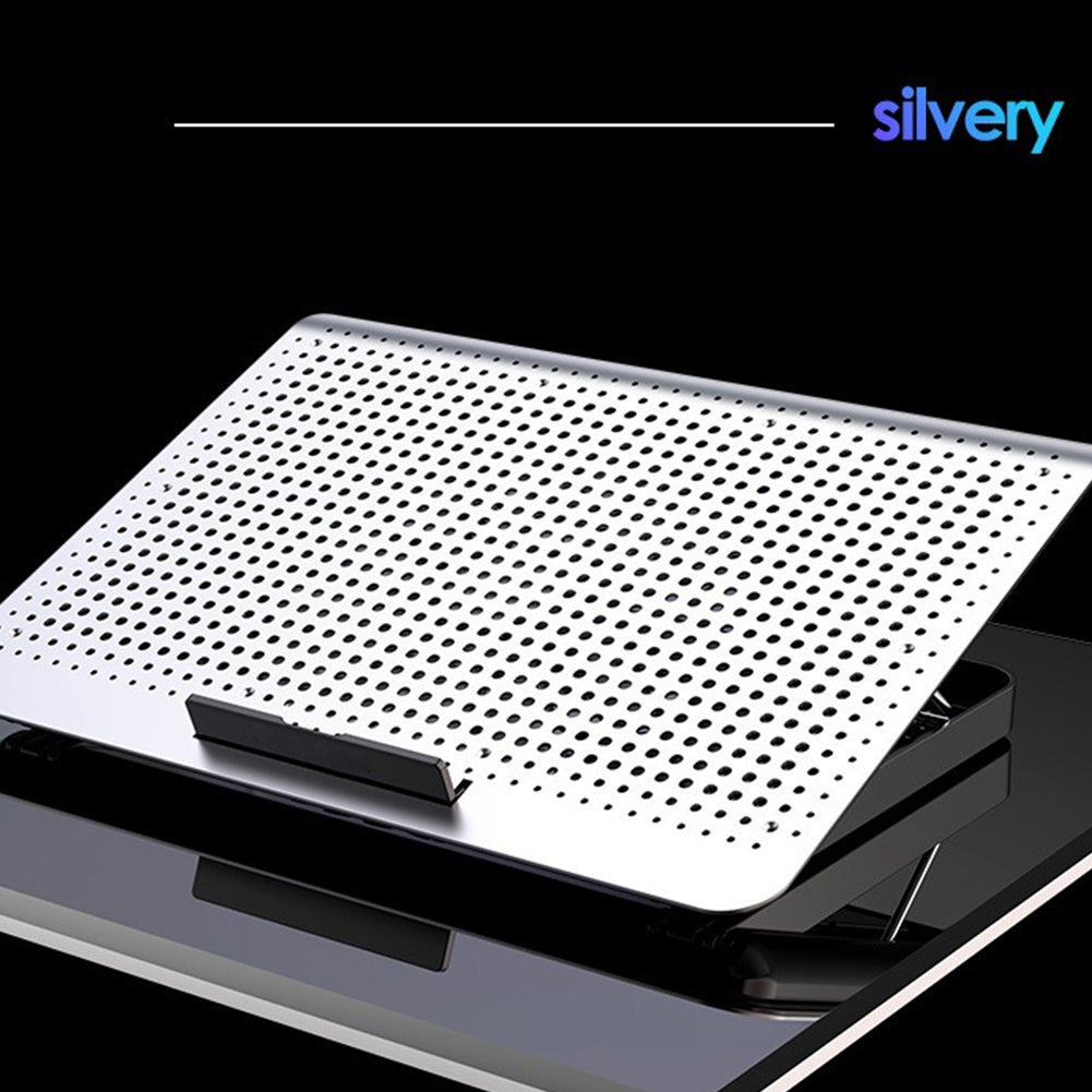 A18 Laptop Cooling Pad 7 Height Adjustable Powerful Silent Cooler With Dual USB Port Notebook Gaming Fan Stable Stand silver